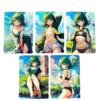 НОВ Домашна 5 бр./компл. ONE PUNCH-MAN Tatsumaki Kawaii Collection Card Refraction Color Flash Craft Ganyu Подаръчни Карти Играчки