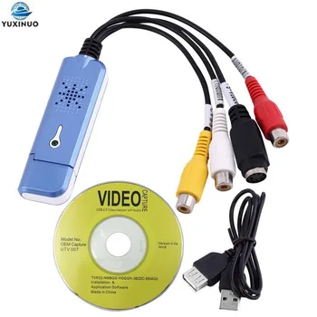 Нов Преносим USB 2.0 Easycap 4-Канален Адаптер За Карта за запис на Видео и Аудио VHS DC60 DVD Converter Композитен RCA Син Совалка