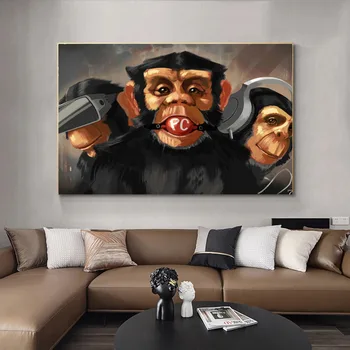 Нова 5d Диамантена картината е Забавна Маймуна, животно, платно, съвременно стенно изкуство, пълна с диамантени картина, Супер Готина за хола D