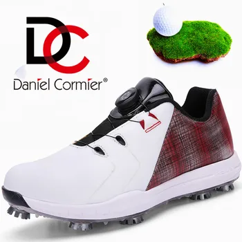 Нова професионална обувки за голф с бутони, кожена дишаща водоустойчива устойчива на плъзгане обувки за тренировки, спортни мъжки обувки с активни шипове