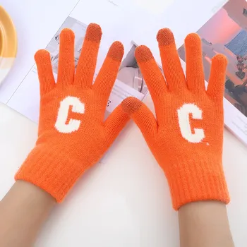 Нови жените и Мъжете Могат да включват Екранните ръкавици Топли възли Ръкавици, Ръкавици без пръсти Зимните Изолирана чорапогащи с писмото принтом за студенти