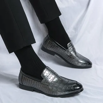 Ново записване, елегантни мъжки обувки с остри пръсти, удобен модел обувки без закопчалка, Размер 47 48, мъжки ежедневни бизнес обувки Zapatos De Vestir