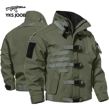 Обикновена военно-тактически якета мъжки, износоустойчиви Водоустойчив ветроупорен якета с много джобове, мъжки улични военни якета
