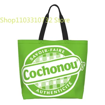 Обичай холщовые чанти за пазаруване Pig Cochonou За жени, преработващи чанти за пазаруване с голям капацитет