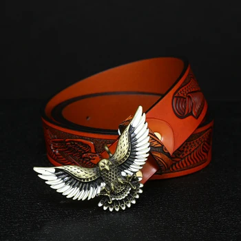 Обтегач на колана под формата на орел от с сплав в западен стил с тисненой кожата за декорация мъжки дънки