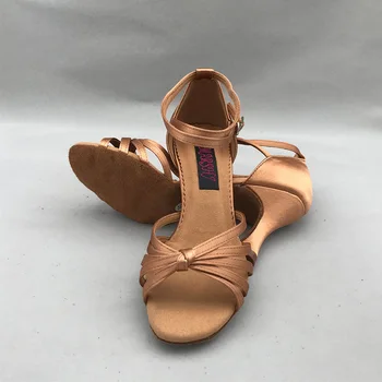 Обувки за латино танци За жените, Обувки за салса, практически обувки, удобни обувки MS6257BR, ток 7,5 см, на Висок ток, нисък ток