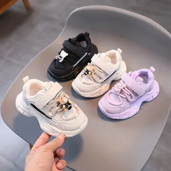 Обувки за момичета 2023 есен Нова Детска Пешеходната Обувки, Детски Спортни Обувки За Момчета Плюшен Детски Обувки На платформа Малката Мечка Тенис Обувки, Детски Маратонки