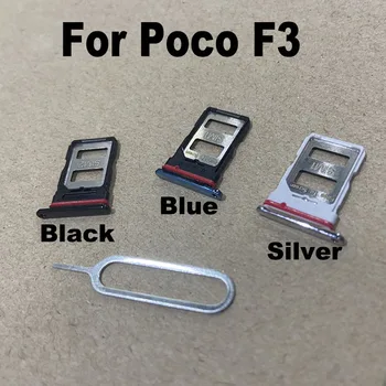 Оригиналната тава за SIM-карти за Xiaomi Poco F3 Слот за притежателя на сим-карта и адаптер притежателя на тавата за карти Micro SD с безплатен използва за извличане на Ke
