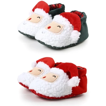 От 0 до 2 ГОДИНИ на Детски Зимни Обувки С Коледните Фигура на Дядо Коледа, Топла Детски Обувки за Ходене, Домашна Празнична Дрехи, Скъпа