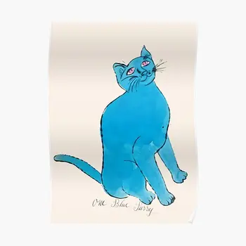 Плакат с изображение на Уорхол One Blue Cat, съвременната забавна стенни рисувани с винтажным принтом, украса за дома, стенно изкуство без рамка