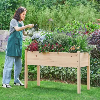 Повдигнати градинска алея, цветя или зеленчуци сеялка, установен кутия за растения, Градински саксия, Градински двор, дървена кутия за засаждане