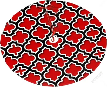 Пола във вид на елхи, червен, черен, бял марокански модел под формата на четырехлистника, Коледа интериор, плюшен пола под формата на коледни елхи, украса за коледното парти