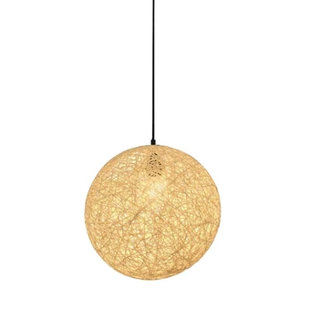 Полилей от ратан и юта с топки за индивидуално творчество, сферична ротанговый лампион-гнездо 20 см