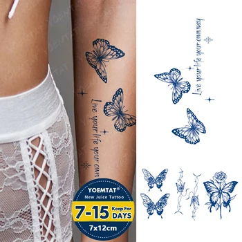 Полупостоянный текст думите пеперуди на английски език, водоустойчив временни татуировки, етикети, Устойчиви татуиране, боди арт, фалшиви татуировки, жени, мъже