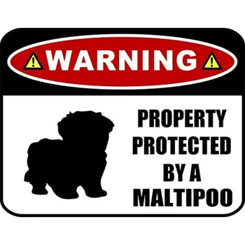 Предупредителен обект, защитен метална табела Maltipoo Декоративна новост - алуминиева метална табела,