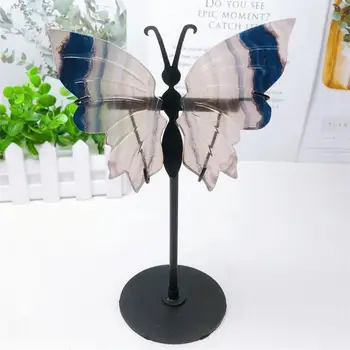 Природен флуорит Крила на Пеперуда Нишката на кристала Занаяти, изработени от скъпоценни камъни за момиче, Подарък за рожден Ден Украси Подарък 1 чифт
