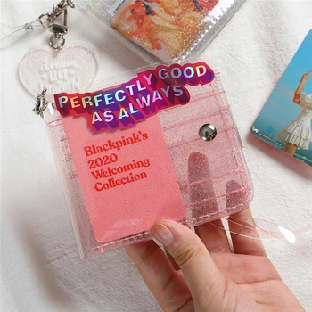 Прозрачен Кратък портфейл от PVC за момичета Milkjoy, лазерен холографски портфейл за монети, женски прозрачна торбичка с блестящи букви, държач за карти, портфейл