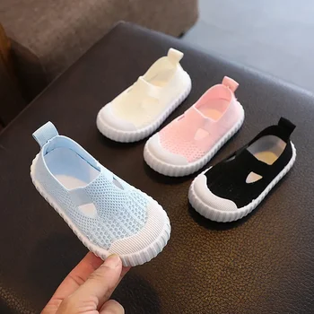 Пролет-есен, Нова детска окото дишащи спортни обувки Baotou подметка, модни и ежедневни парусиновая обувки за момичета