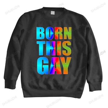 пролетта мъжки черен есента марка Born This Gay Pride, безплатна доставка, нова мъжка мода памучен марка дрехи на европейския размер с дълъг ръкав