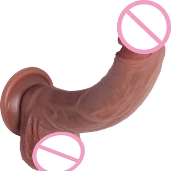 Реалистичен вибратор, ощущающийся като кожа, Стимулант точка G, секс-играчки за възрастни, за жени, Мек силиконов анален вибратор с вендузата за уголемяване на пениса