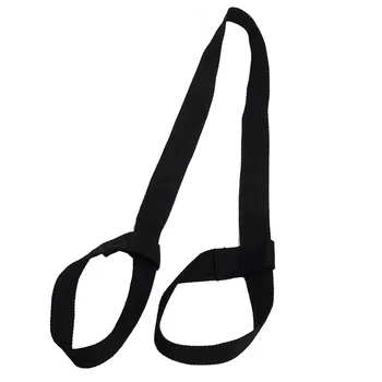 Регулируема хлопчатобумажный килимче за йога, с каишка за упражнения, с Каишка за носене на ръка (черен)