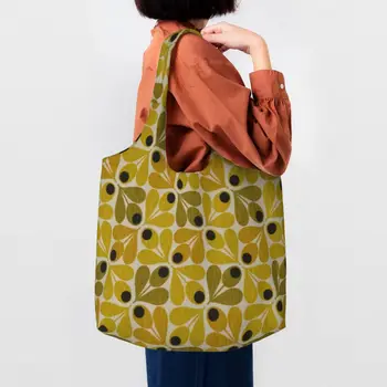 Рециклиране на Абстрактни пазарска чанта Acorn Orla Kiely, холщовой чанта през рамо, трайни чанти за пазаруване в скандинавските цветове