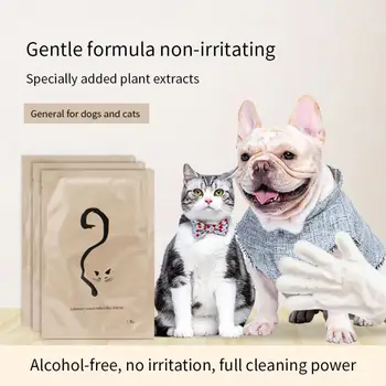 Ръкавици за еднократна употреба за домашни любимци, Дезодорант за кучета, Почистващи кърпи, ръкавици за сухо почистване, които предпазват от ухапвания, за къпане на котки, Дезодорирующие почистващи препарати
