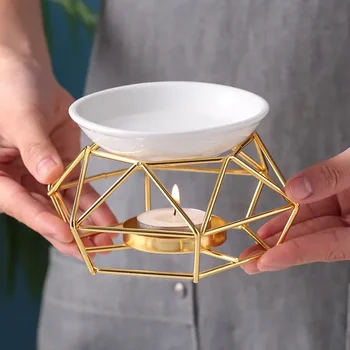 Свещ със златен орнамент, горелка с диамант печка, Лампа за ароматерапия, под формата на маслена домашна машина