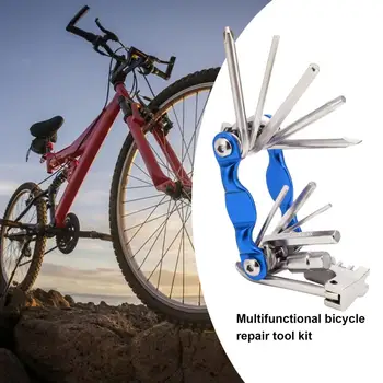 Сгъваем многофункционален планински инструмент, тежкотоварни отвертка висока твърдост с единадесет функции, комбиниран инструмент за велосипед