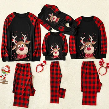 Семеен Коледен пижамный комплект Елен Майка на Децата Пълнолетно Дете, Семейни Коледни комплекти 2023 Коледна пижама Семейна облекло