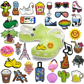 Серия за почивка /Полети / кокос /багаж / кафе / балон / мляко /сърф / cactus /Слънчеви очила Croc Garden Аксесоари за обувки