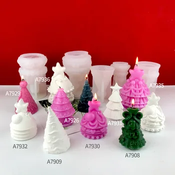 Силиконова форма за ароматерапия 3D Свещ, Гипсови орнаменти за Ароматерапия, Декоративна форма, 3d Форма за пипети за свещ Коледна елха