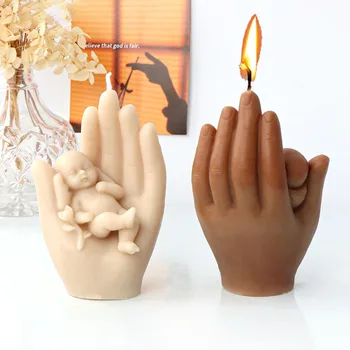 Силиконова форма за свещи от човешка ръка, длан, детско Ароматния сапун, изделия от гипс, Епоксидна смола, форми за печене шоколад, домашен декор