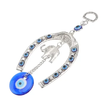 Сини очи-амулети, Окачен медальон във формата на подкова и слон, Благословляющий Декор за подарък