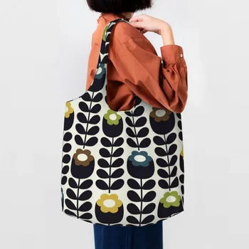 Скандинавските чанти Orla Kiely за хранителни покупки, дамски холщовая пазарска чанта през рамо, голяма чанта голям за снимки