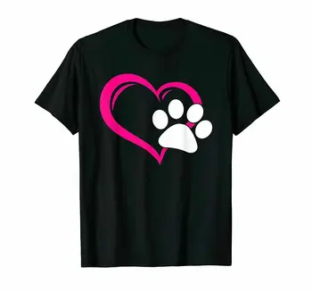 Сладка тениска I Love My Dog Puppy Котешка Лапа Сърце, забавна памучен тениска за мъже с дълги ръкави