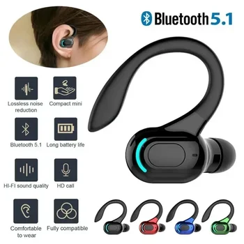 Слушалки за безжично повикване с едно ухо Безжични Bluetooth слушалки 5.1 Бизнес Стерео слушалки на ухото на куката