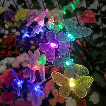 Слънчеви led светлини-пеперуди, външно украса на градината, водоустойчив поддържан светлини, Фойерверки, светулките, градински лампи, домашен балкон 141