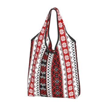 Смели цветни вышиванка в Украинския стил, чанта за пазаруване, преносима чанта за пазаруване в бохемския геометричния стил