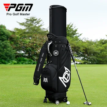 Стандартни чанти за топки PGM Golf, Чанта-Поставка с Голям капацитет с Колело, Многофункционална Мека кожа, обръщане ви реплика Авиационна Pack QB153