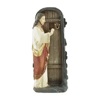 Статуя на Исус, стучащего на вратата, Скулптура на Исус от смола на закрито, Колекция от епохата на Възраждането, Статуята на Исус от смола, Украса за рафтове, Хол