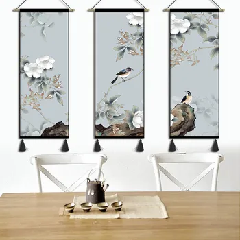 Съвременната китайска живопис от плат с цветя и птици, подвесная картина, на фона на бижута спални, Гоблен от тъкан на стената