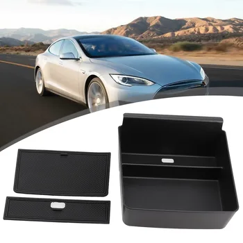 Тава за съхранение в Централната конзола Tesla Model S Model X PlaidLong Range Нескользящие Текстурирани Гумени Подложки Лесен достъп до Теми