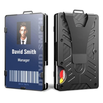 Тактически портфейли с прозрачен държач за идентификация на иконата, RFID заключване - EDC Алуминий метален чантата си, притежател на кредитна карта с щипка за пари