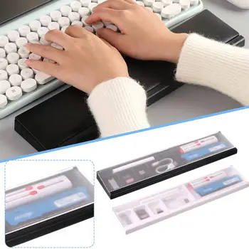 Тампон за клавиатура на китката, акрилна предна панел, поставка за клавиатура на китката с чекмедже за съхраняване на работния плот, ергономична мека пяна с памет ефект