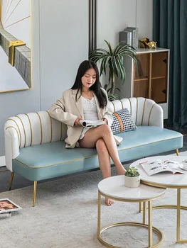Текстилен разтегателен Nordic light technology луксозна всекидневна прост салон за красота магазин за дрехи двойна диван