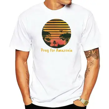 Тениска Pray Amazonia Wildfires в Ретро стил, Sunset, Класическа Уникална тениска S-3Xl