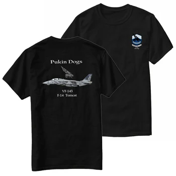 Тениска VF-143 Pukin Dogs F-14 Tomcat Fighter Squadron от 100% памук Кръгло деколте, Лятна Ежедневната Мъжка тениска С къс ръкав, Размер S-3XL