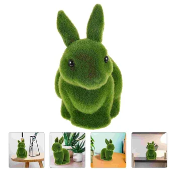 Фигурки на зайци от Великден мъх, изкуствена Зелена трева, стекающаяся Статуя-Заек, Фестивален градина, декорация на ландшафта на двора