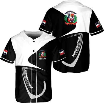 Флаг бейзболна тениски, Доминиканската Република, персонално име, бейзболна фланелка с 3D-принтом, мъжки блузи, тениски, градинска дрехи голям размер